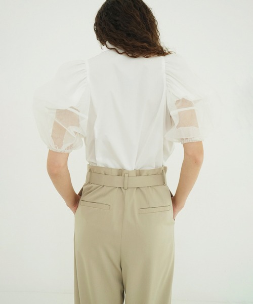 CLANE（クラネ）の「TULLE LAYERED SLEEVE SHIRTS（シャツ/ブラウス・レディース・ホワイト・1/2）」の4枚目の写真