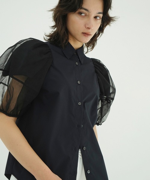 CLANE（クラネ）の「TULLE LAYERED SLEEVE SHIRTS（シャツ/ブラウス・レディース・ホワイト・1/2）」の9枚目の写真
