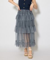【森香澄さん着用】ティアードフレアチュールジャストウエストスカート 春服 夏服