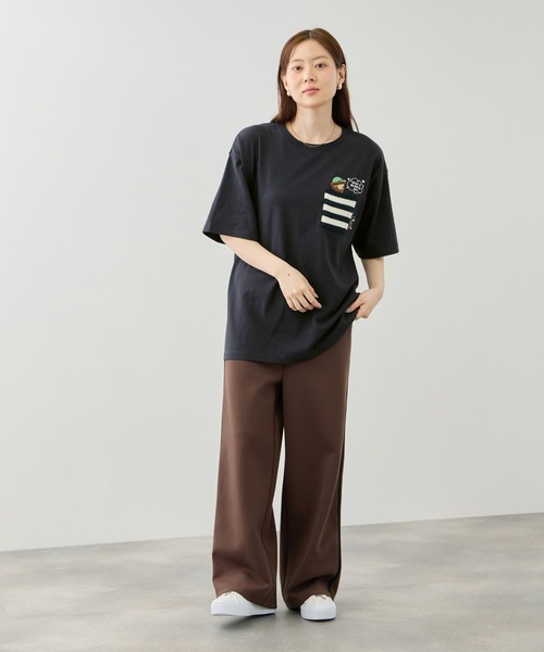 Mac-House(マックハウス)の「【オジー】刺繍 ニットボーダーポケット クルーネック 半袖Tシャツ(Tシャツ/カットソー・メンズ・ホワイト/ネイビー・M/L)」の6枚目の写真