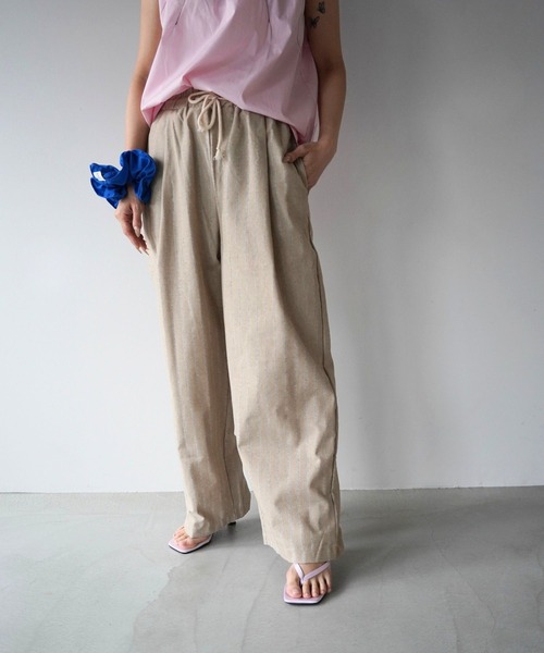 SANSeLF(サンセルフ)の「【SANSeLF】リネンライクストライプイージーパンツ saw26s052(その他パンツ・レディース・ブルー/ベージュ・FREE)」の1枚目の写真