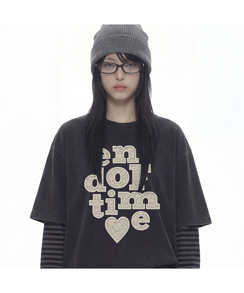 GRAVER（グレーバー）の「[ユニセックス]END OF TIME レース半袖Tシャツ_4カラー（Tシャツ/カットソー・レディース・ホワイト/サンドベージュ/ブラック/チャコールグレー・SMALL/MEDIUM/LARGE）」の2枚目の写真