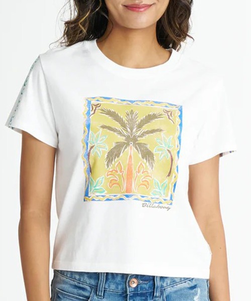 BILLABONG(ビラボン)の「BILLABONG/ビラボン 半袖 クロップドTシャツ GRAPHIC BABY FIT TEE BG01C213(Tシャツ/カットソー・レディース・ホワイト×イエロー/スミクロ・M/L)」の1枚目の写真
