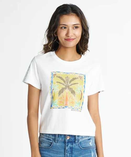 BILLABONG(ビラボン)の「BILLABONG/ビラボン 半袖 クロップドTシャツ GRAPHIC BABY FIT TEE BG01C213(Tシャツ/カットソー・レディース・ホワイト×イエロー/スミクロ・M/L)」の4枚目の写真