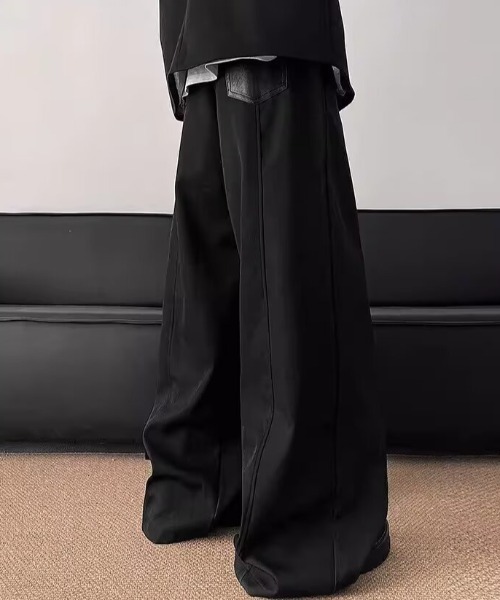 link lot(リンクロット)の「PU切替バックゴムワイドフレアスラックス(スラックス・メンズ・ブラック・L/M)」の5枚目の写真