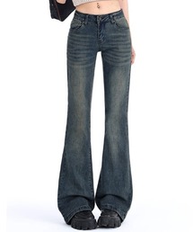 ”究極美脚ライン” ストレッチフレアデニムパンツ