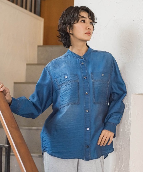 la.f…(ラエフ)の「シアーデニムシャツ(シャツ/ブラウス・レディース・ブルー/ネイビー・7号/9号)」の1枚目の写真