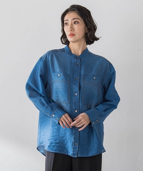 la.f…(ラエフ)の「シアーデニムシャツ(シャツ/ブラウス・レディース・ブルー/ネイビー・7号/9号)」の9枚目の写真