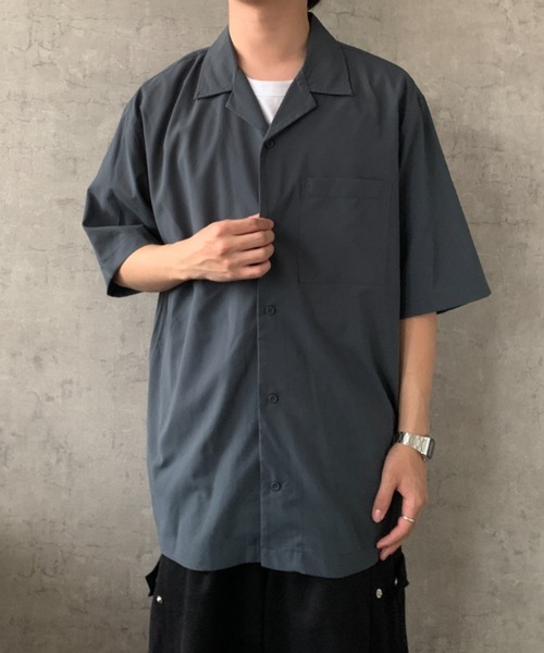 link lot(リンクロット)の「オープンカラーシアーオーバーサイズシャツ(シャツ/ブラウス・メンズ・アイボリー/チャコール/ブルー/ブラック・M/L/XL)」の3枚目の写真
