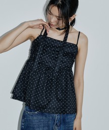 DRWCYS | ドットギャザーキャミ/ナロータイ付き(タンクトップ)