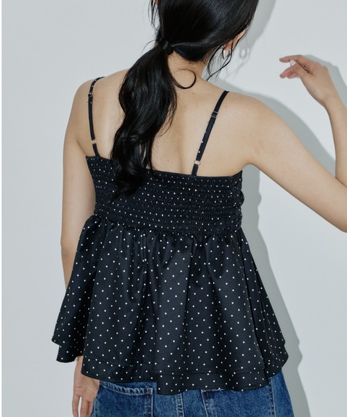 DRWCYS(ドロシーズ)の「ドットギャザーキャミ/ナロータイ付き(タンクトップ・レディース・ブラック・FREE)」の9枚目の写真