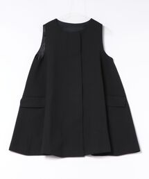 LAULEN | fly front middle flare vest /クルーネック比翼ミドル丈フレアベスト(ベスト)