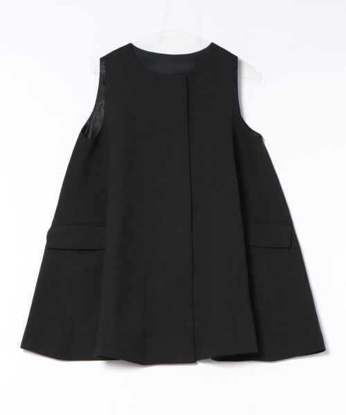 LAULEN(ローレン)の「fly front middle flare vest /クルーネック比翼ミドル丈フレアベスト(ベスト・レディース・ブラック/グレー・FREE)」の1枚目の写真