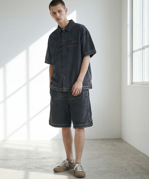 FUBU( フブ)の「【FUBU/フブ】DENIM WARM UP SHORTS/デニムバギーショーツ(デニムパンツ・メンズ・ライトブルー/ブラック・L/M/XL)」の9枚目の写真
