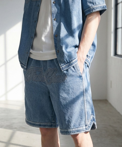 FUBU( フブ)の「【FUBU/フブ】DENIM WARM UP SHORTS/デニムバギーショーツ(デニムパンツ・メンズ・ライトブルー/ブラック・L/M/XL)」の11枚目の写真