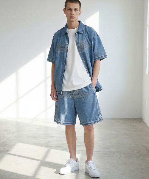FUBU( フブ)の「【FUBU/フブ】DENIM WARM UP SHORTS/デニムバギーショーツ(デニムパンツ・メンズ・ライトブルー/ブラック・L/M/XL)」の12枚目の写真