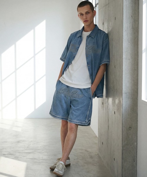 FUBU( フブ)の「【FUBU/フブ】DENIM WARM UP SHORTS/デニムバギーショーツ(デニムパンツ・メンズ・ライトブルー/ブラック・L/M/XL)」の13枚目の写真