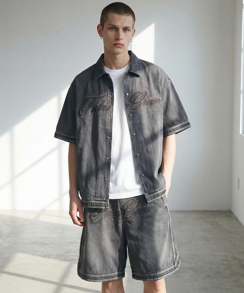 FUBU( フブ)の「【FUBU/フブ】DENIM WARM UP SHORTS/デニムバギーショーツ(デニムパンツ・メンズ・ライトブルー/ブラック・L/M/XL)」の5枚目の写真