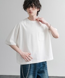 Upscape Audience 日本製/国産VORTEX 8オンスMVS天竺グラスポケット付きハーフスリーブクロップドTシャツ AUD6654