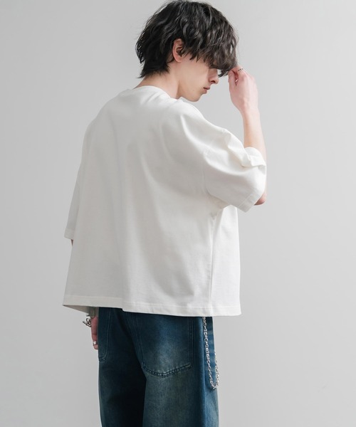 Audience（オーディエンス）の「Upscape Audience 日本製/国産VORTEX 8オンスMVS天竺グラスポケット付きハーフスリーブクロップドTシャツ AUD6654（Tシャツ/カットソー・メンズ・スミクロ/ブラウン/オフホワイト/シルバーグレー・M/L）」の22枚目の写真