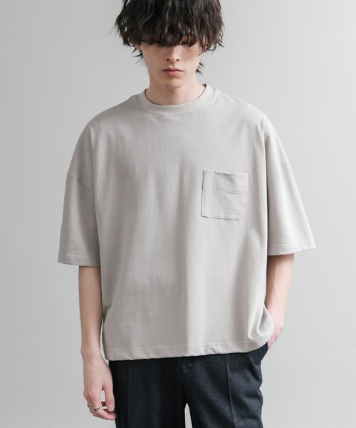 Audience（オーディエンス）の「Upscape Audience 日本製/国産VORTEX 8オンスMVS天竺グラスポケット付きハーフスリーブクロップドTシャツ AUD6654（Tシャツ/カットソー・メンズ・スミクロ/ブラウン/オフホワイト/シルバーグレー・M/L）」の12枚目の写真