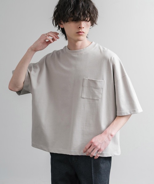 Audience（オーディエンス）の「Upscape Audience 日本製/国産VORTEX 8オンスMVS天竺グラスポケット付きハーフスリーブクロップドTシャツ AUD6654（Tシャツ/カットソー・メンズ・スミクロ/ブラウン/オフホワイト/シルバーグレー・M/L）」の11枚目の写真