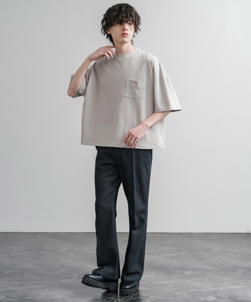 Audience（オーディエンス）の「Upscape Audience 日本製/国産VORTEX 8オンスMVS天竺グラスポケット付きハーフスリーブクロップドTシャツ AUD6654（Tシャツ/カットソー・メンズ・スミクロ/ブラウン/オフホワイト/シルバーグレー・M/L）」の10枚目の写真