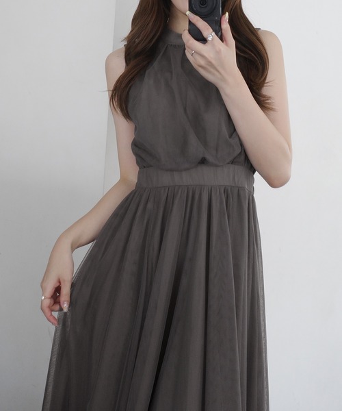 junoah(ジュノア)の「ノースリーブチュールワンピース(ワンピース・レディース・チャコール/アイボリー/ブラック・SMALL/LARGE/MEDIUM)」の11枚目の写真