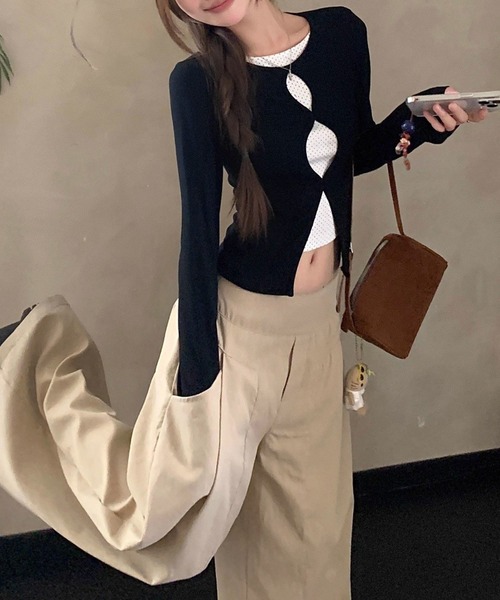 LYEON（リヨン）の「ドットレイヤードオーバル長袖トップス（ニット/セーター・レディース・ブラック・MEDIUM/LARGE）」の17枚目の写真