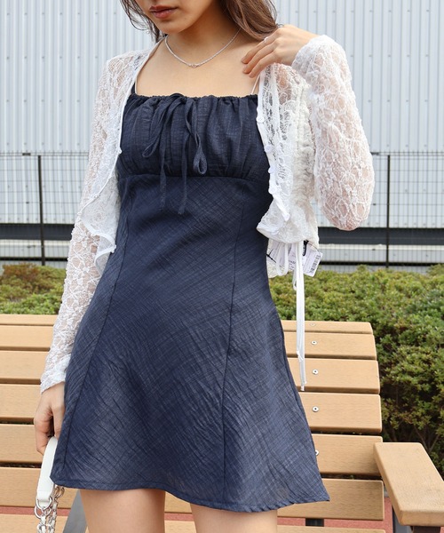 SpRay（スプレイ）の「スラブ風２ＷＡＹミニキャミワンピース（ワンピース・レディース・オフホワイト/ブラック/ネイビー/ブルー・FREE）」の3枚目の写真