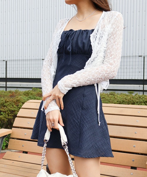 SpRay（スプレイ）の「スラブ風２ＷＡＹミニキャミワンピース（ワンピース・レディース・オフホワイト/ブラック/ネイビー/ブルー・FREE）」の6枚目の写真