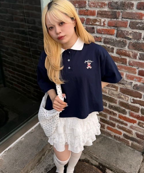 continuer de NICE CLAUP(コンティニューデナイスクラップ)の「クマさんのポロT(Tシャツ/カットソー・レディース・ブルー系その他/ネイビー/ピンク/オフホワイト・FREE)」の5枚目の写真
