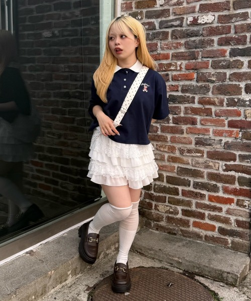 continuer de NICE CLAUP(コンティニューデナイスクラップ)の「クマさんのポロT(Tシャツ/カットソー・レディース・ブルー系その他/ネイビー/ピンク/オフホワイト・FREE)」の6枚目の写真