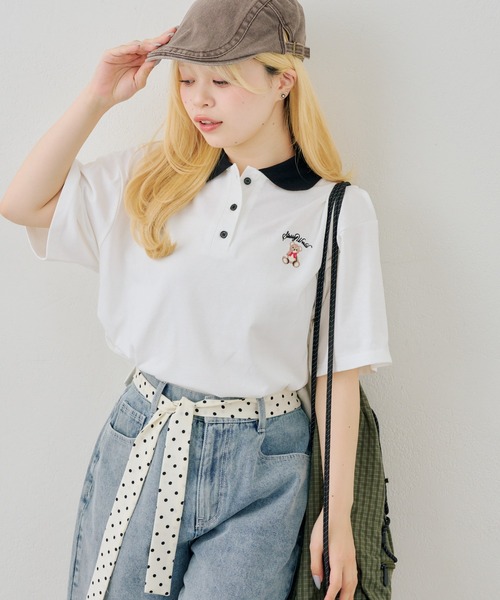 continuer de NICE CLAUP(コンティニューデナイスクラップ)の「クマさんのポロT(Tシャツ/カットソー・レディース・ブルー系その他/ネイビー/ピンク/オフホワイト・FREE)」の11枚目の写真