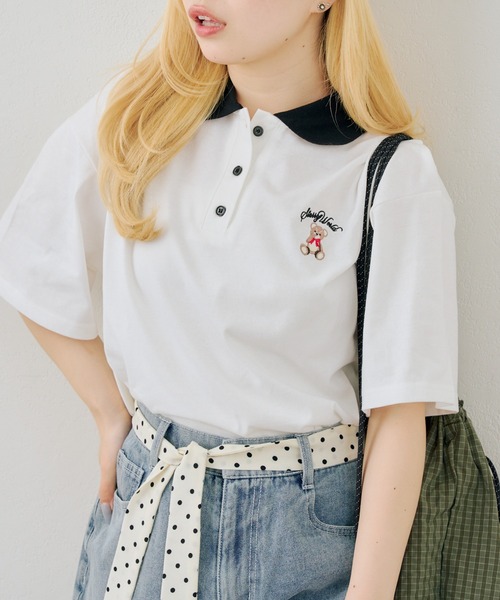 continuer de NICE CLAUP(コンティニューデナイスクラップ)の「クマさんのポロT(Tシャツ/カットソー・レディース・ブルー系その他/ネイビー/ピンク/オフホワイト・FREE)」の12枚目の写真