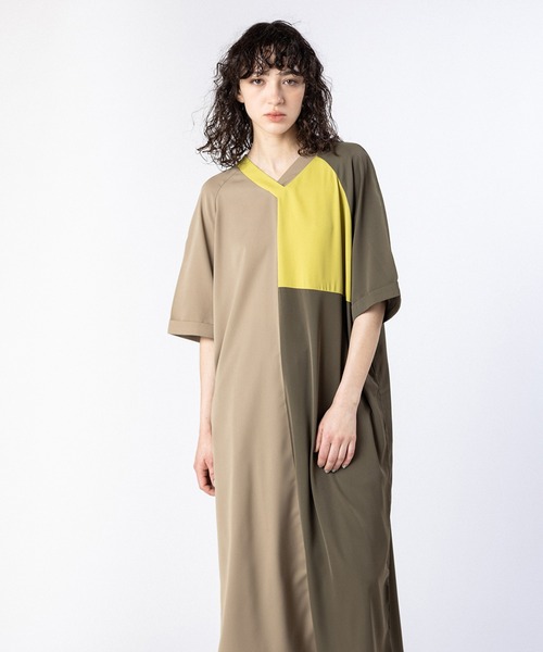 OSMOSIS(オズモーシス)の「2WAYトライカラーワンピース(ワンピース・レディース・ネイビー/ベージュ/ブラック・ONE SIZE)」の2枚目の写真