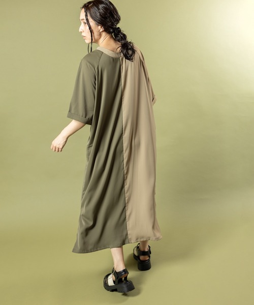 OSMOSIS(オズモーシス)の「2WAYトライカラーワンピース(ワンピース・レディース・ネイビー/ベージュ/ブラック・ONE SIZE)」の6枚目の写真