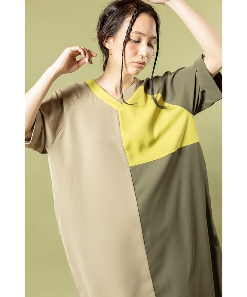 OSMOSIS(オズモーシス)の「2WAYトライカラーワンピース(ワンピース・レディース・ネイビー/ベージュ/ブラック・ONE SIZE)」の7枚目の写真