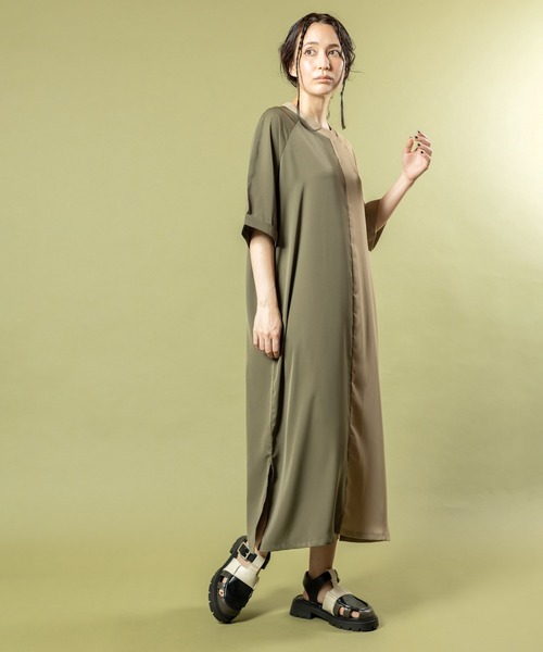 OSMOSIS(オズモーシス)の「2WAYトライカラーワンピース(ワンピース・レディース・ネイビー/ベージュ/ブラック・ONE SIZE)」の8枚目の写真