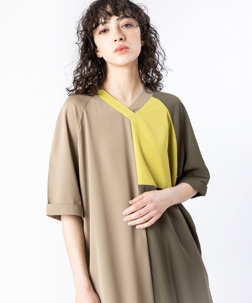 OSMOSIS(オズモーシス)の「2WAYトライカラーワンピース(ワンピース・レディース・ネイビー/ベージュ/ブラック・ONE SIZE)」の16枚目の写真