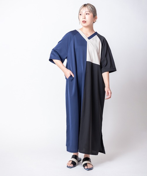 OSMOSIS(オズモーシス)の「2WAYトライカラーワンピース(ワンピース・レディース・ネイビー/ベージュ/ブラック・ONE SIZE)」の21枚目の写真