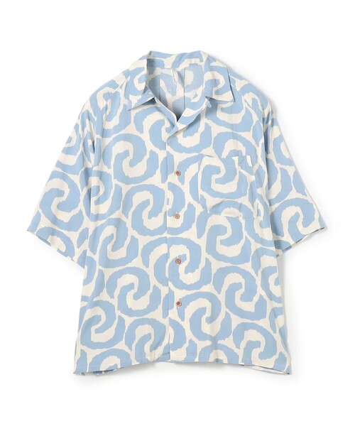 m's braque(エムズブラック)の「【別注】m's braque ポリエステル オープンカラー ハーフスリーブシャツ(シャツ/ブラウス・メンズ・ブルー系その他・38/36)」の1枚目の写真