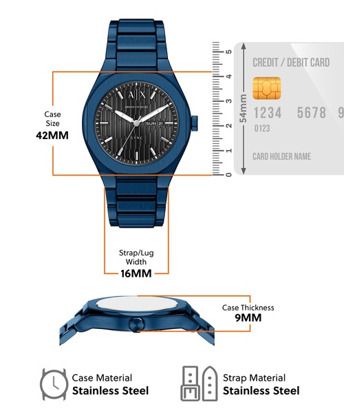 ARMANI EXCHANGE(アルマーニエクスチェンジ)の「アルマーニ・エクスチェンジ 腕時計 メンズ アナログ ステンレス AX4299(アナログ腕時計・メンズ・ブルー・FREE)」の5枚目の写真