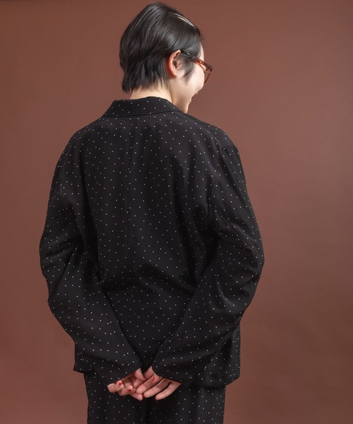 CHILD WOMAN（チャイルドウーマン）の「レーヨンちりめん抜染ドットプリントジャケット（テーラードジャケット・レディース・ブラック・FREE）」の21枚目の写真