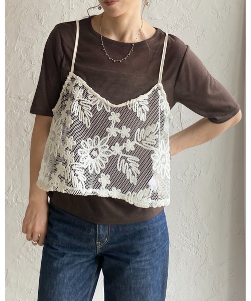She's Closet（シーズクローゼット）の「クルーネック シースルー 半袖 シアー Tシャツ リブカットソートップス（Tシャツ/カットソー・レディース・ブラック/アイボリー/イエロー/ブラウン・FREE）」の11枚目の写真