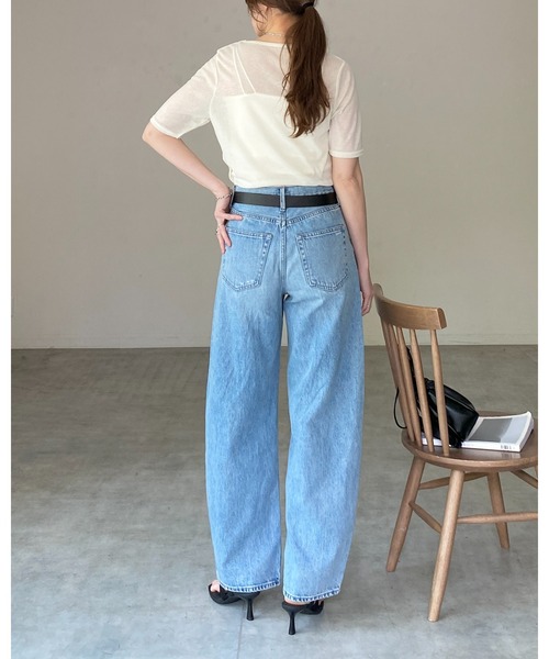 She's Closet（シーズクローゼット）の「クルーネック シースルー 半袖 シアー Tシャツ リブカットソートップス（Tシャツ/カットソー・レディース・ブラック/アイボリー/イエロー/ブラウン・FREE）」の16枚目の写真