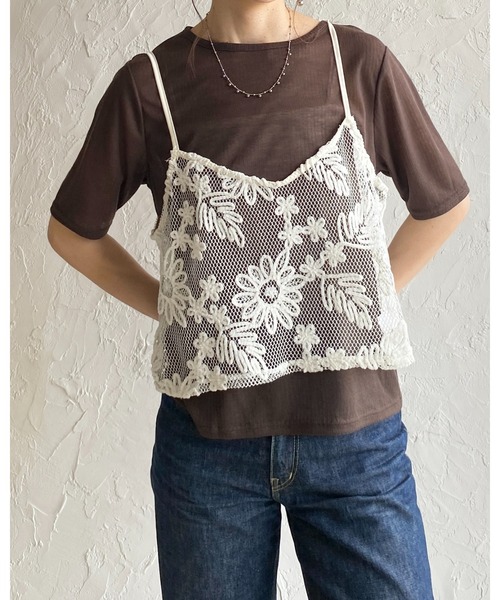 She's Closet（シーズクローゼット）の「クルーネック シースルー 半袖 シアー Tシャツ リブカットソートップス（Tシャツ/カットソー・レディース・ブラック/アイボリー/イエロー/ブラウン・FREE）」の17枚目の写真