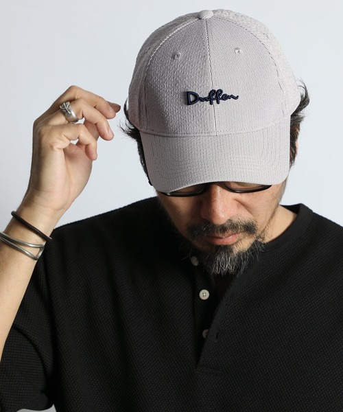 The DUFFER of ST.GEORGE(ザダファーオブセントジョージ)の「SEERSUCKER LOW CAP:シアサッカー素材 ベースボールキャップ(キャップ・メンズ・ホワイト/ライトグレー/ネイビー・F)」の3枚目の写真