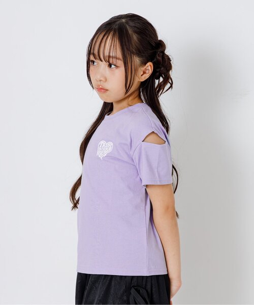 algy(アルジー)の「バックグラデハート肩あき半袖Tシャツ(Tシャツ/カットソー・キッズ・オフホワイト/ブラウン/ラベンダー/イエロー・120/130/140/150/160)」の4枚目の写真