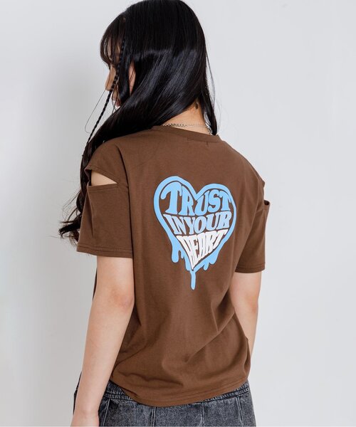 algy(アルジー)の「バックグラデハート肩あき半袖Tシャツ(Tシャツ/カットソー・キッズ・オフホワイト/ブラウン/ラベンダー/イエロー・120/130/140/150/160)」の3枚目の写真